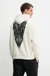 Bavlněná mikina adidas Originals Skeleton Hoodie pánská, béžová barva, s kapucí, s potiskem, JN4557