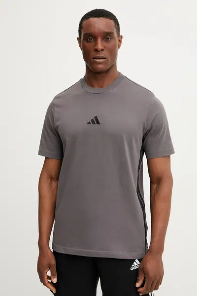 Bavlněné tričko adidas Essentials modrá barva, s aplikací, JE6390