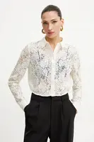 Košile Guess IMANI dámská, béžová barva, regular, s klasickým límcem, W5GP49 KCTS0