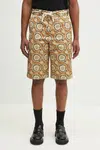 Bavlněné šortky Drôle de Monsieur Le Short Workwear Paisley pánské, žlutá barva, G-BS155-CO189-MS
