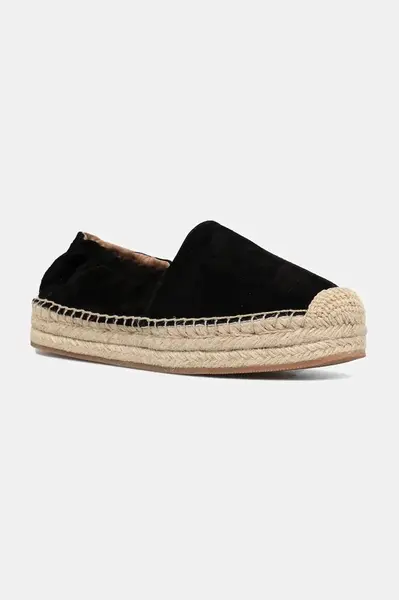 Kožené espadrilky BOSS Madeira černá barva, na platformě, 50542344