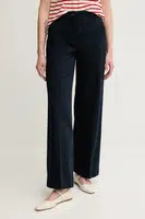 Kalhoty Sisley dámské, tmavomodrá barva, široké, high waist, 4BYWLE03G