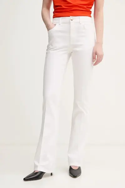 Kalhoty Sisley dámské, bílá barva, high waist, 49MALF05G