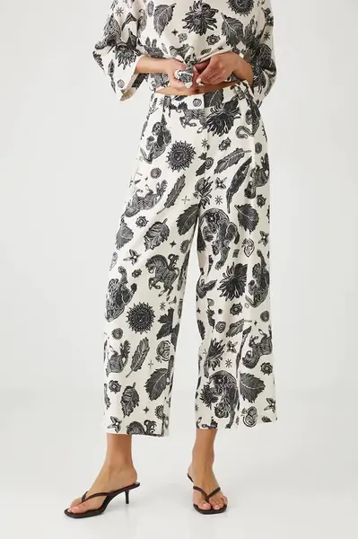 Kalhoty s příměsí lnu Medicine béžová barva, high waist