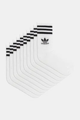 Ponožky adidas Originals 3-Stripes 10-pack bílá barva, JZ0587
