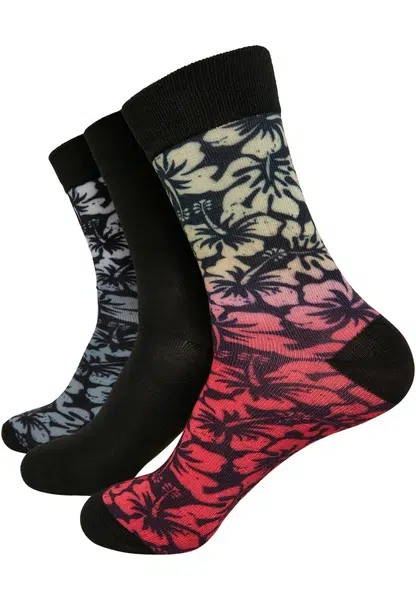 Floral Socks 3-Pack Black/Grey/Red