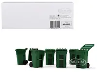 Set of 6 Green Garbage Trash Bin Containers Replica 1/34 Models by First Gear