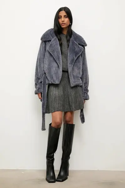 Bunda Answear.LAB šedá barva, přechodná