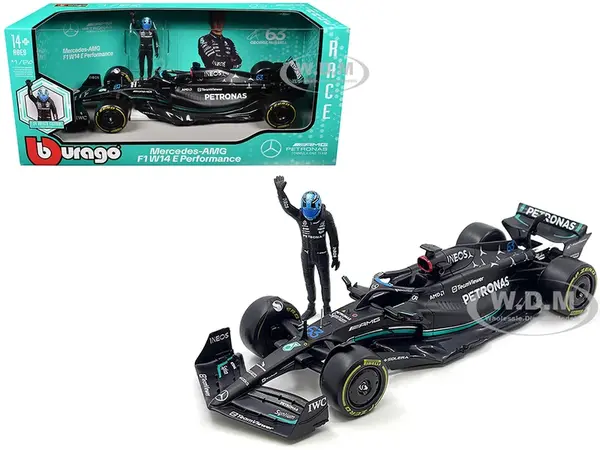Mercedes-AMG W14 E Performance 63 George Russell "Petronas" Formula One F1 World Championship (2023) with Driver Figure 1/24 Diecast Model Car by Bbu