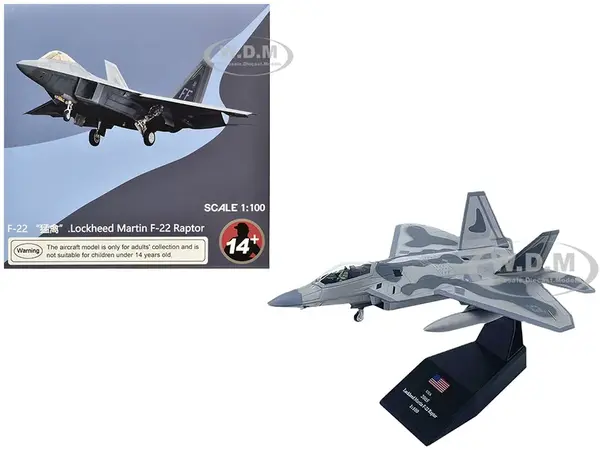 Lockheed Martin F-22A Raptor Stealth Aircraft "27th Figher Squadron 1st Operations Group Langley AFB" (2005) United States Air Force 1/100 Diecast Mo