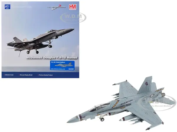 McDonnell Douglas F/A-18C Hornet Aircraft "VMFA-323 Death Rattlers" (2021) United States Marines "Air Power Series" 1/72 Diecast Model by Hobby Maste