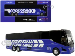 Prevost H3-45 Coach Bus "Arrow Stage Lines" Blue with White Graphics Limited Edition 1/87 (HO) Diecast Model by Iconic Replicas