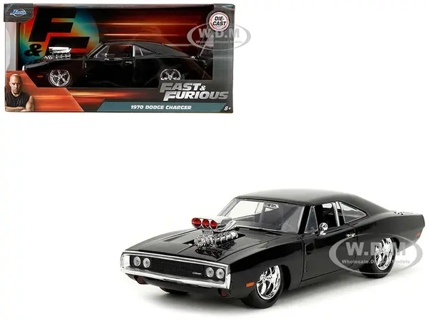 1970 Dodge Charger Black with Race Interior "Fast &amp; Furious" Movie 1/24 Diecast Model Car by Jada