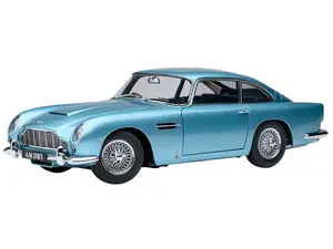 Aston Martin DB5 RHD (Right Hand Drive) Caribbean Pearl Blue Metallic 1/18 Model Car by Autoart