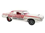 1964 Dodge 330 "Ramchargers" White with Red Graphics and Stripes Limited Edition to 504 pieces Worldwide 1/18 Diecast Model Car by ACME