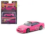 Nissan Silvia (S15) Vertex RHD (Right Hand Drive) Pink Metallic "Global64" Series 1/64 Diecast Model by Tarmac Works
