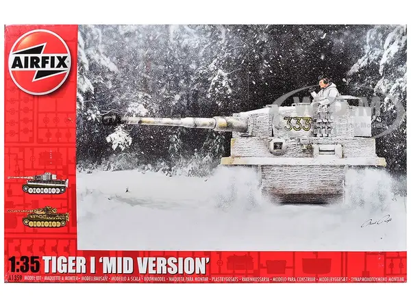 Level 3 Model Kit Tiger I "Mid Version" Tank with 2 Scheme Options 1/35 Plastic Model Kit by Airfix