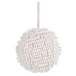 Chenille Hand Towel Kitchen Bathroom Hanging Ball Quick-Drying Hand Cloth - White