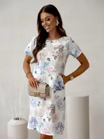 Resti Simple women's knee-length dress with short sleeves featuring a floral pattern