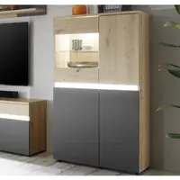 Prosklená skříňka Lille, dub artisan/antracit, s osvětlením