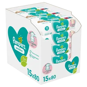 PAMPERS Sensitive XXL Vlhčené ubrousky 15 x 80 ks