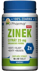 BIO PHARMA Zinek citrát Forte 25 mg 180 tablet