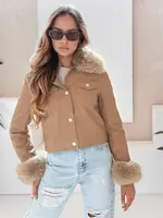Dámská kožená bunda s kožešinou