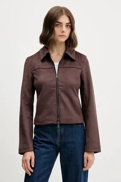 Bunda Abercrombie & Fitch hnědá barva, přechodná, KI144-5058-420