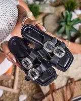 Resti Royalfashion Black women's embellished Tireta heeled flip-flops