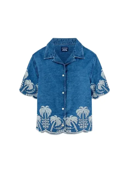 GUESS Blúzka 'PETRA'  modrá denim / biela