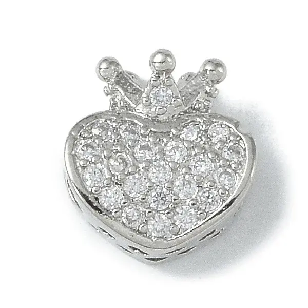 Rack Plating Brass Micro Pave Clear Cubic Zirconia Beads