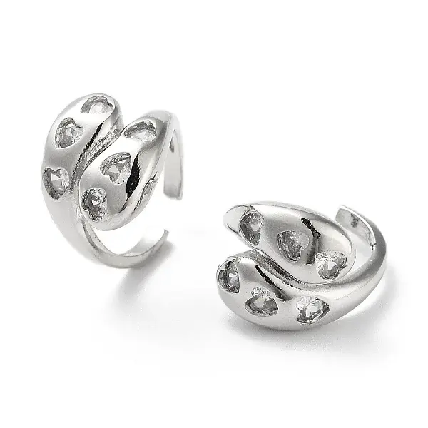 Brass with Cubic Zirconia Open Cuff Rings