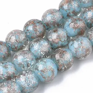 Handmade Gold Sand Lampwork Beads Strands