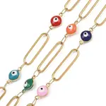 304 Stainless Steel Enamel Evil Eye & Long Oval Link Chains