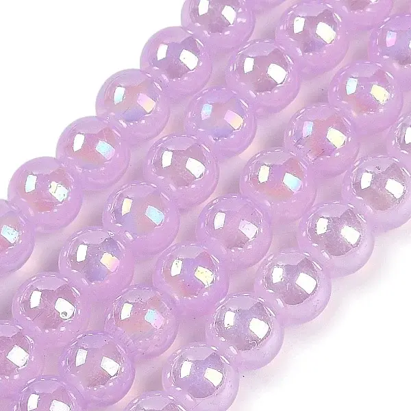 Baking Paint Electroplate Glass Beads Strands