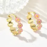 Brass Enamel Hoop Earrings for Women