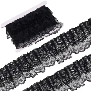 10M Double Layer Polyester Flower Lace Trim Ribbon