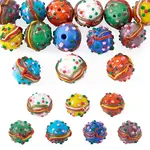 14Pcs 7 Colors Handmade Lampwork Bumpy Beads