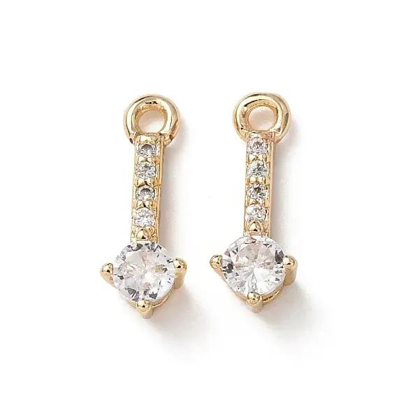 Brass Micro Pave Clear Cubic Zirconia Charms