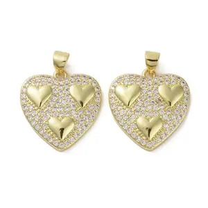 Brass Micro Pave Clear Cubic Zirconia Pendants