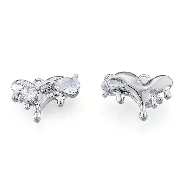 Brass Micro Pave Clear Cubic Zirconia Pendants