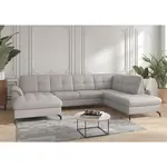 Sit & More SEDACÍ SOUPRAVA, kůže, textil, světle šedá
