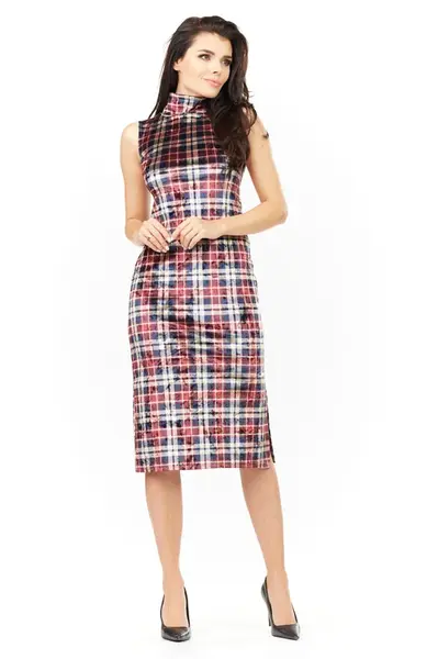 Awama Woman's Dress A202 Checkered