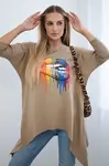 Oversize halenka s duhovým potiskem velbloudů