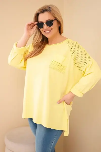 Kesi žlutá plus size mikina s potiskem