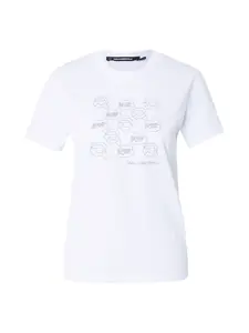 Karl Lagerfeld Tričko 'Ikon'  strieborná / biela