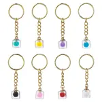 8 Pcs Cube Transparent Plastic Pendants Keychains