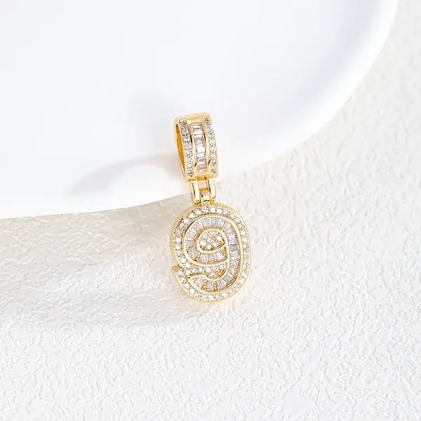 Brass Clear Cubic Zirconia European Dangle Charms