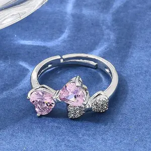 Brass Micro Pave Clear Cubic Zirconia Cuff Open Rings