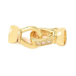 Brass Micro Pave Clear Cubic Zirconia Fold Over Clasps